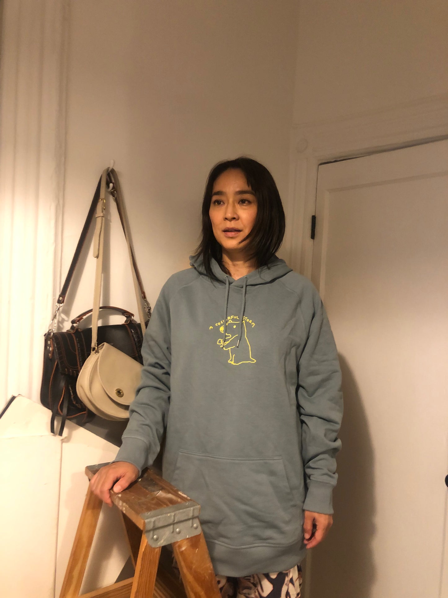 A Colourful Storm Capybara Blue Hoodie